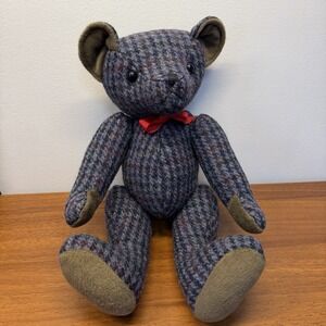 Handmade Harris Tweed Helen's Bears Teddy Bear plaid 15" 100% Scotland Wool